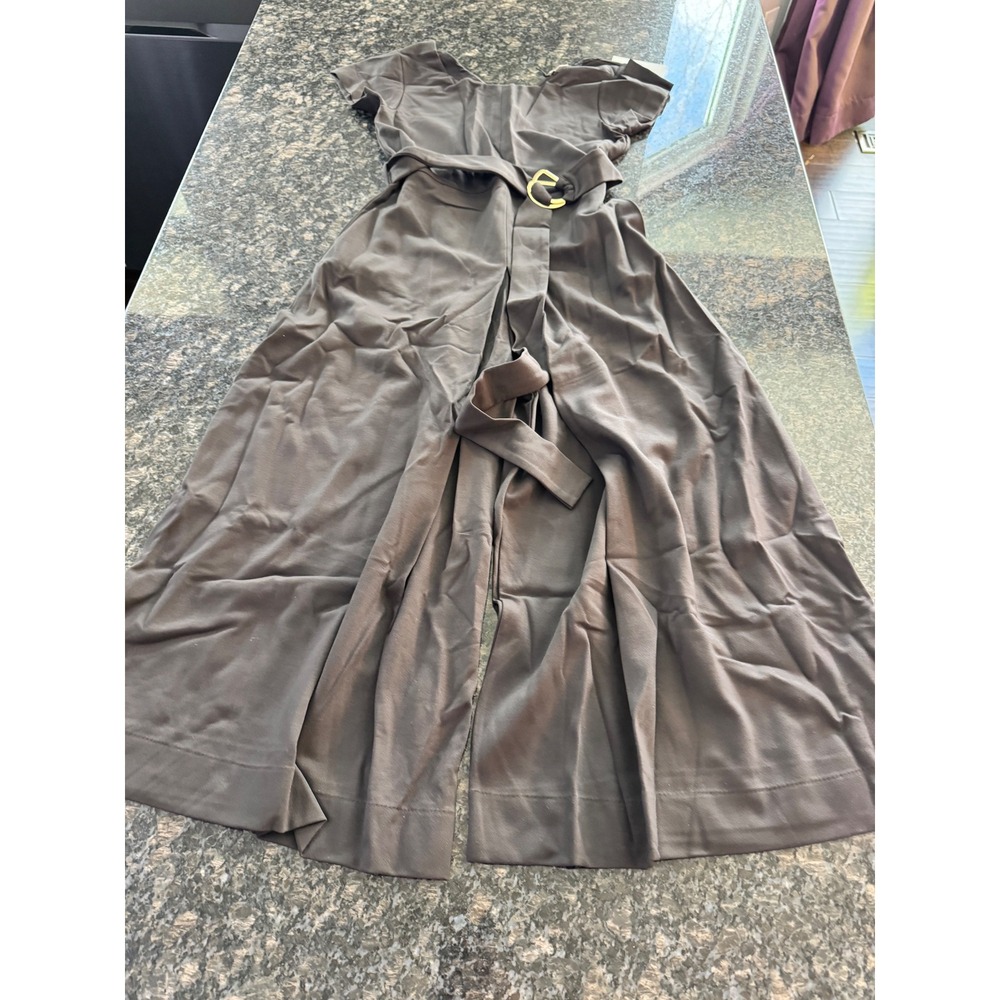Cuyana Pointe Pleated Jumpsuit Mocha Brown Wide Leg One Piece 20021931- Small